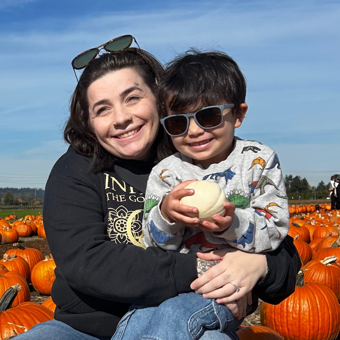 Zoe and Mari at a pumpkin patch