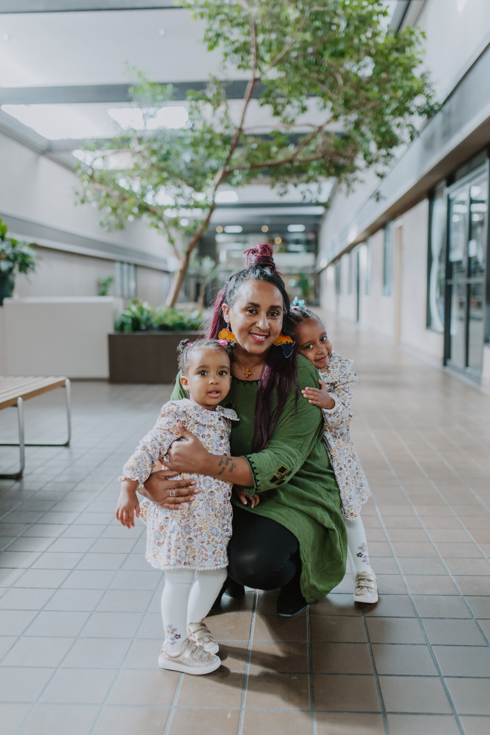 Woman with two small girls